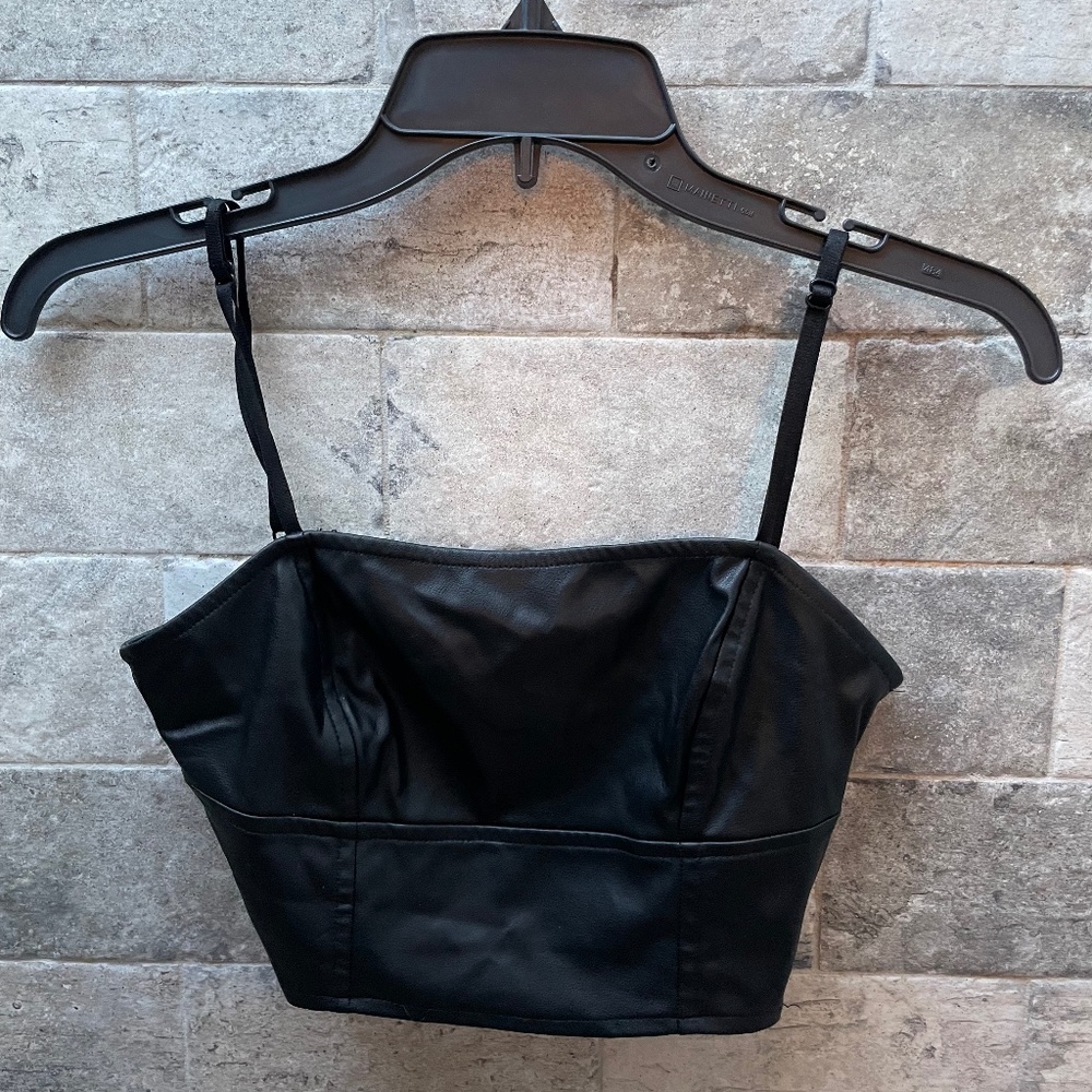 ❤️ ZARA LEATHER LEATHER BRA TOP SIZE SMALL